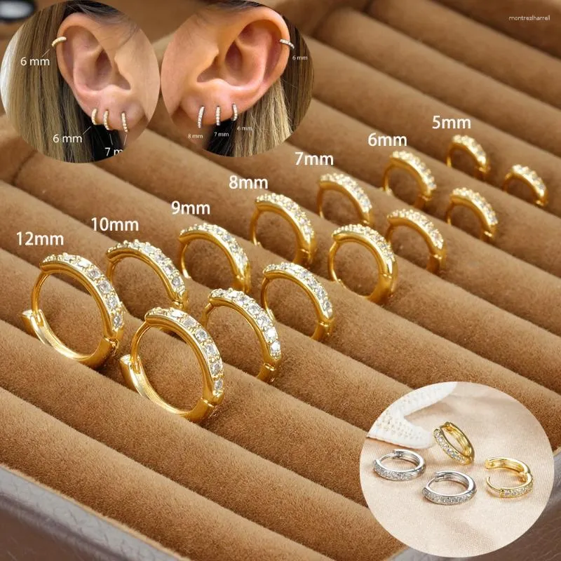 Hoop Earrings 1Pair Stainless Steel Minimal Crystal Zirconia Cartilage Piercing Accessory Trendy Female Hoops For Men
