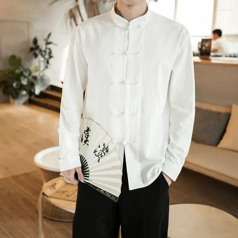 Ethnische Kleidung Großgröße Männer Tang Anzug Uniform Jacke Chinesische traditionelle Tai Chi Mantel Bluse Retro -Hemdknopf Hanfu