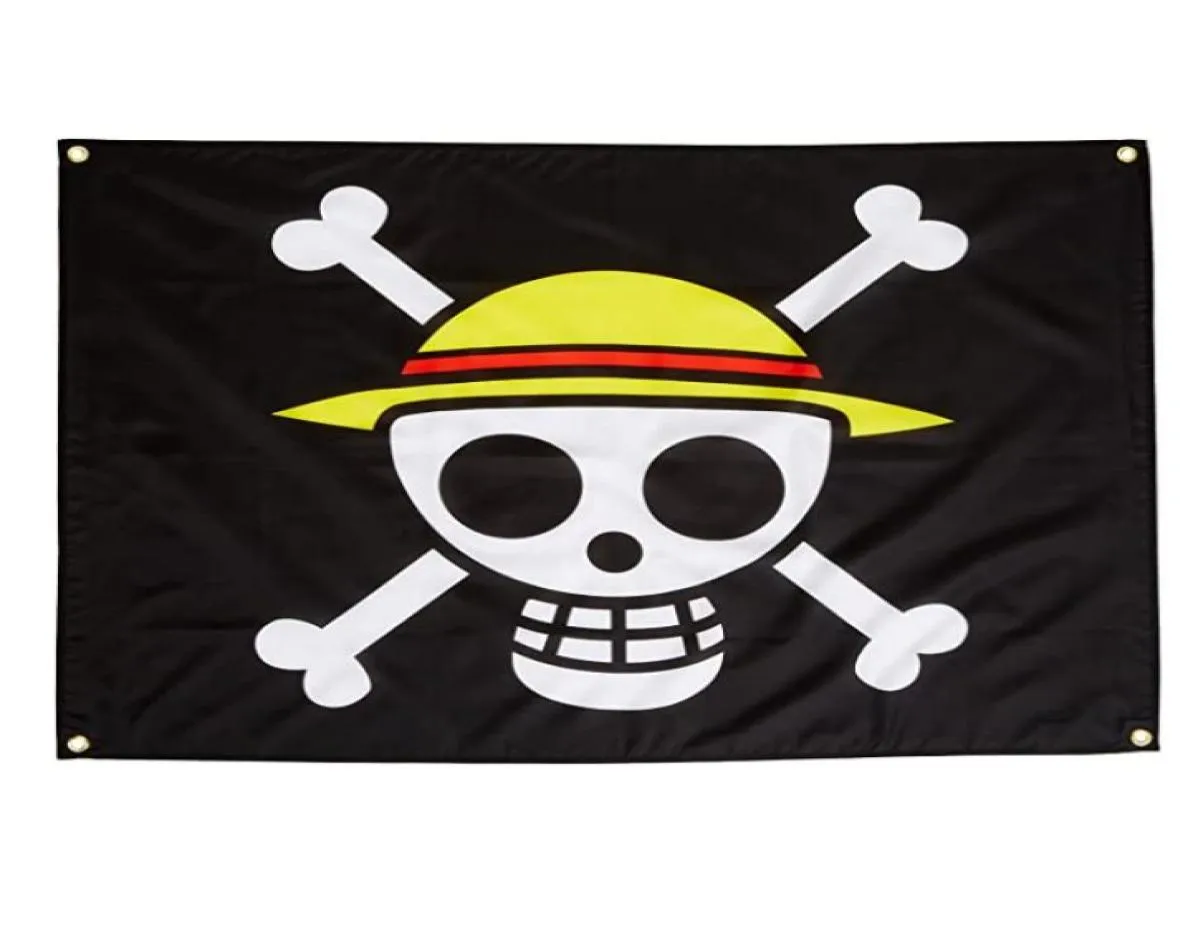 Custom One Piece Straw Hat Pirate Flags Banners 3x5ft 100D Polyester High Quality With Brass Grommets6117257