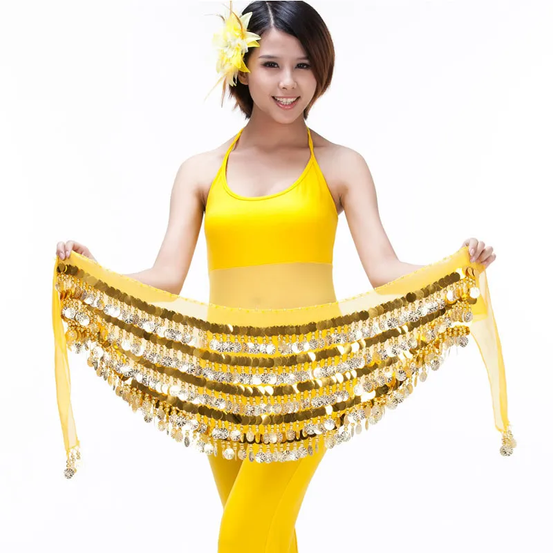 Women's Belly Dance Hip Scarf Wrap Belt With Coins | Dancer Skirt Costume