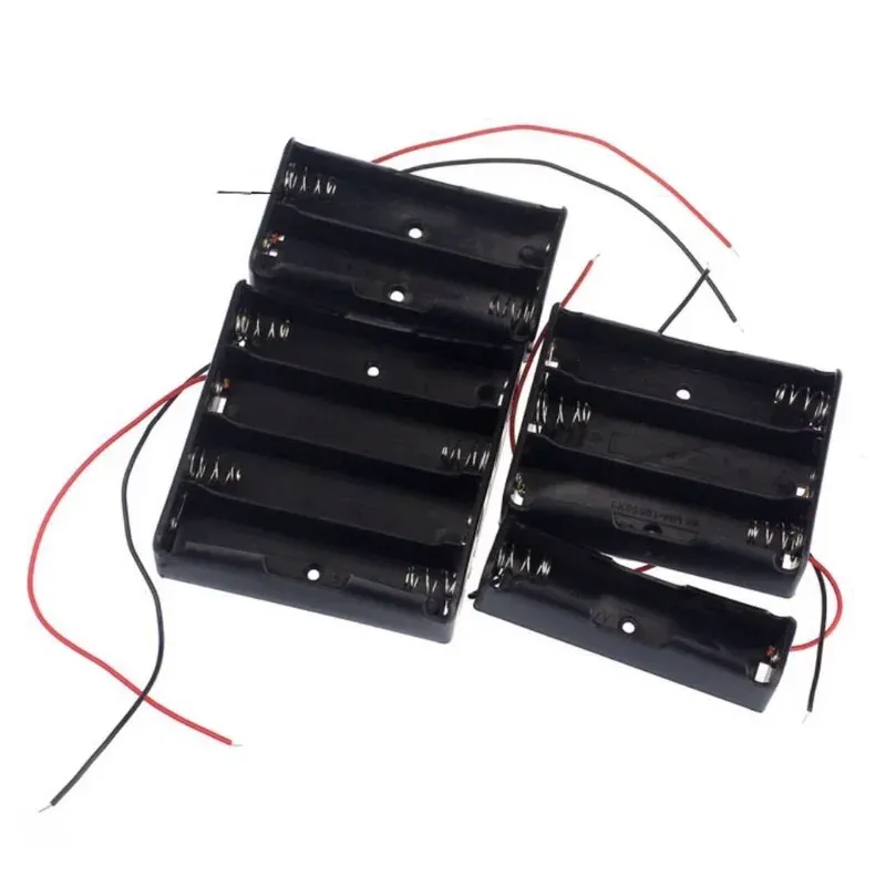 Tamanho padrão de plástico AA/18650 Caixa da caixa de bateria preta com chumbo de arame 37V/15V Clipe para armazenamento e organização convenientes de bateria