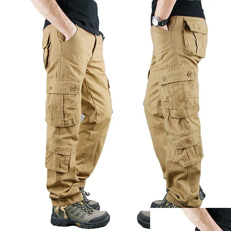 Heren broek heren lente lading kaki militaire mannen broeken casual katoen tactisch groot formaat leger pantalon militaire drop levering apparaat dh1zh