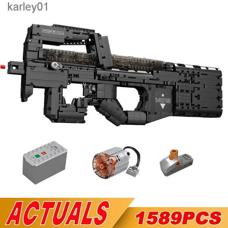 Waffenspielzeug Schimmelkönig 14018 Kindertechnische Schusswaffen P90 Submachine -Waffenmodell Spielzeug Moc Building Blocks Childrens Geburtstagsgeschenk YQ240413