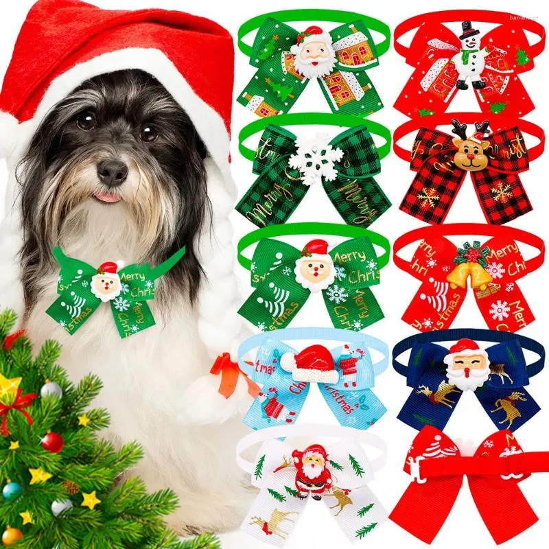 Hundkläder 10st husdjurskatt Bowtie Julslutning Justerbar båge -krage för skötseltillbehör litet medium