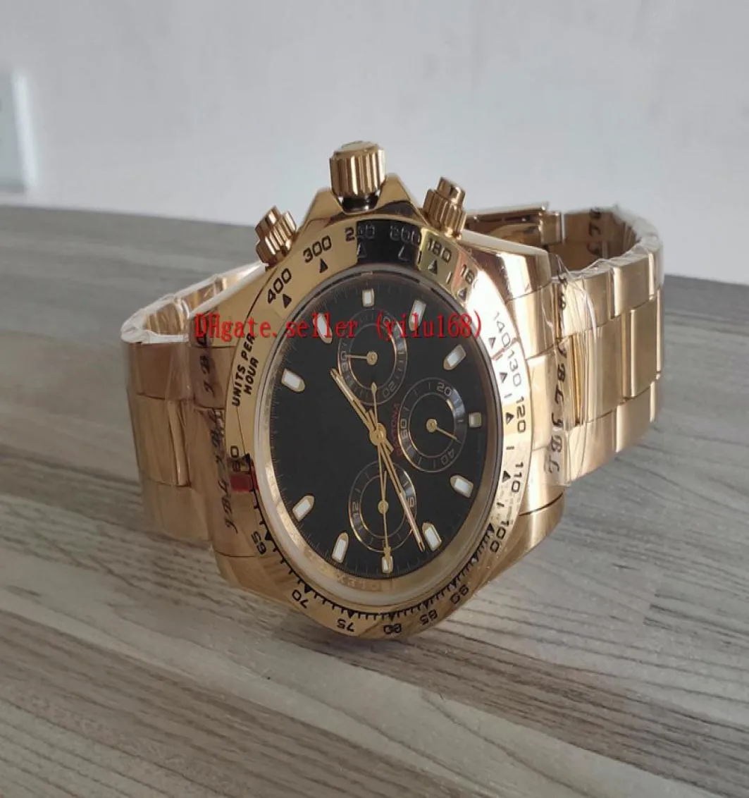 2019 Fold Fold Najwyższa jakość mężczyzn sportowych 40 mm zegarek Fold Dostawca mechaniczny 116508 Brak chronografu 18K Gold Mechanical Automatic WR5590132