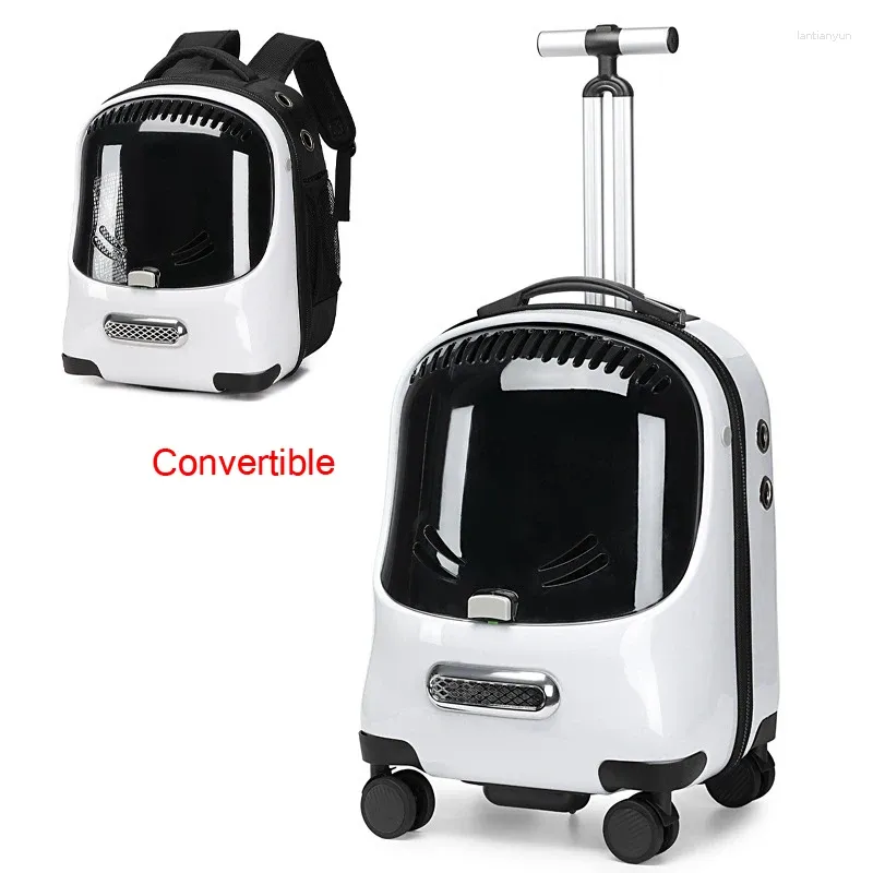 Cat Carriers Wheeled Pet Carrier Backpack Convertible Breathable Removable Rolling Wheels Trolley Fashion Travel Bag Set