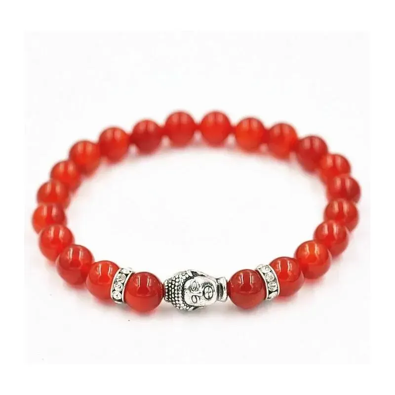 Nuovi 10 pezzi da 10 pezzi/lotto Bracciale Buddha Bracciale turchese nero Onyx Red Dragon Veins Agate Tiger Eye Eye Semi Precious Stone Giorna Giornata Del Dhdsz