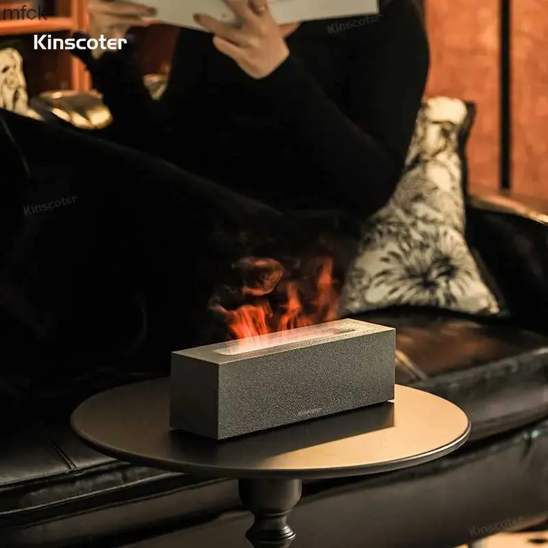 المرطب مرطب Kinscoter Flame Alame Diffuser الهواء مرطب الموجات فوق الصوتية بارد ضباب صانع ضبابي مصباح اللهب الزيت