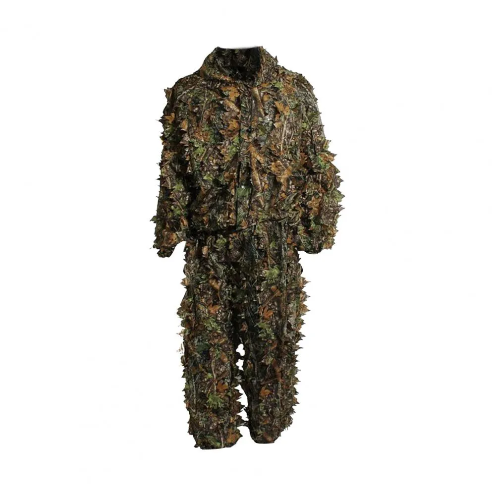 Camouflage Disguise Top Pants Suit Outdoor 3D Leaves Hunter