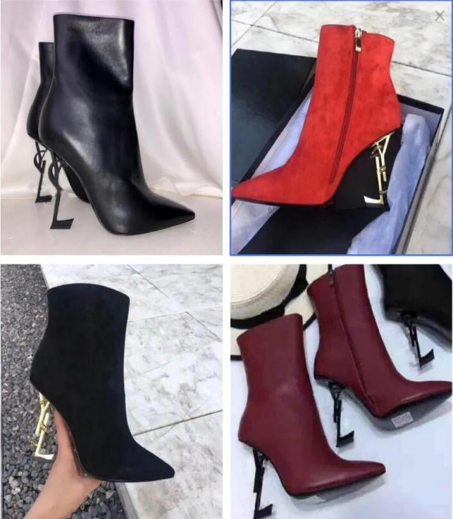 Marques de concepteur de luxe Femmes Boot Femmes Adox Booty Bottes Pikes talons grossiers Boots de la cheville Martin Red-Sole Botties Party Wedding7716902