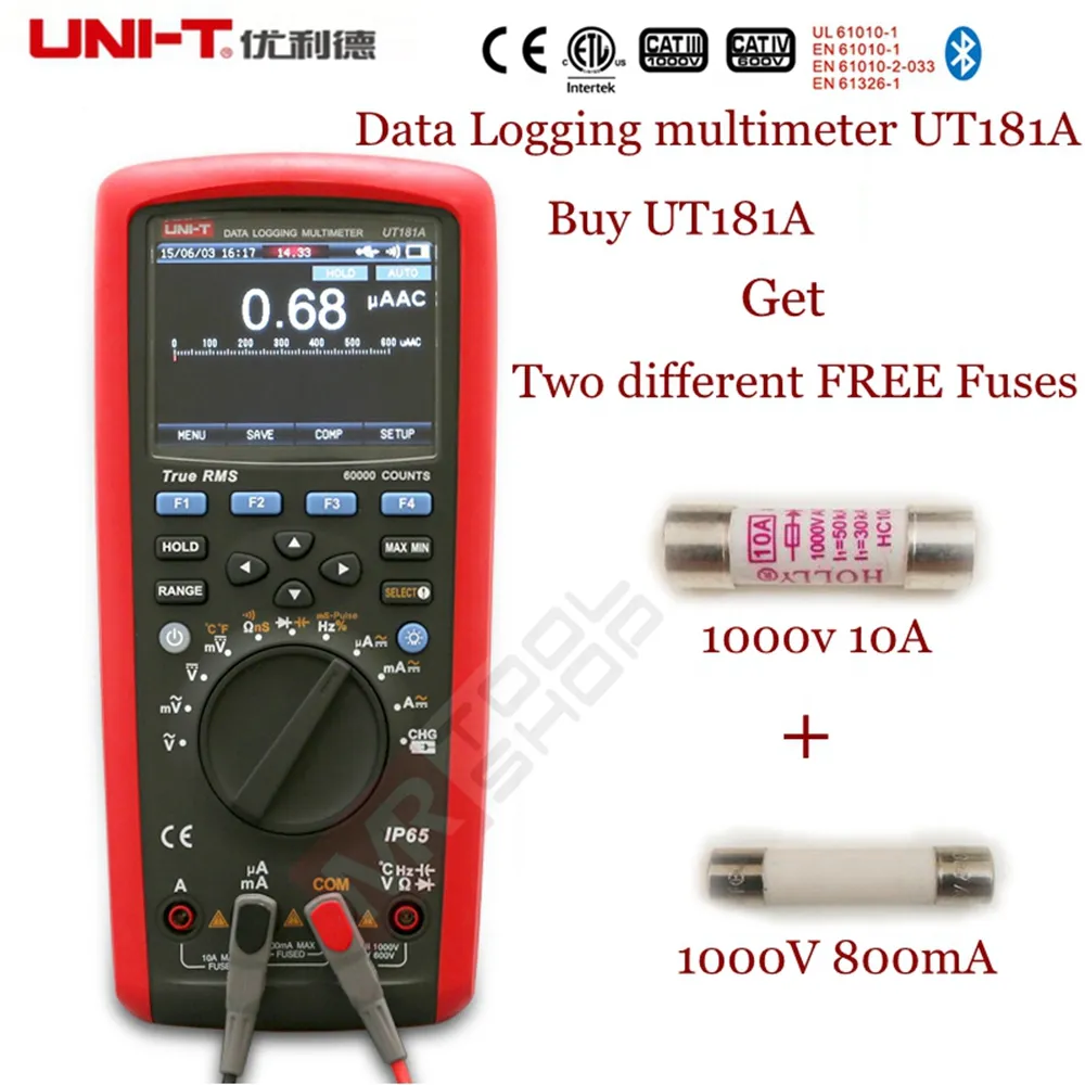 thumbnail interactive-video image 1 of UNI-T UT181A Auto-Ranging Digital Multimeter – DMM With Capacitance & Temperature (True RMS) 1 of 3