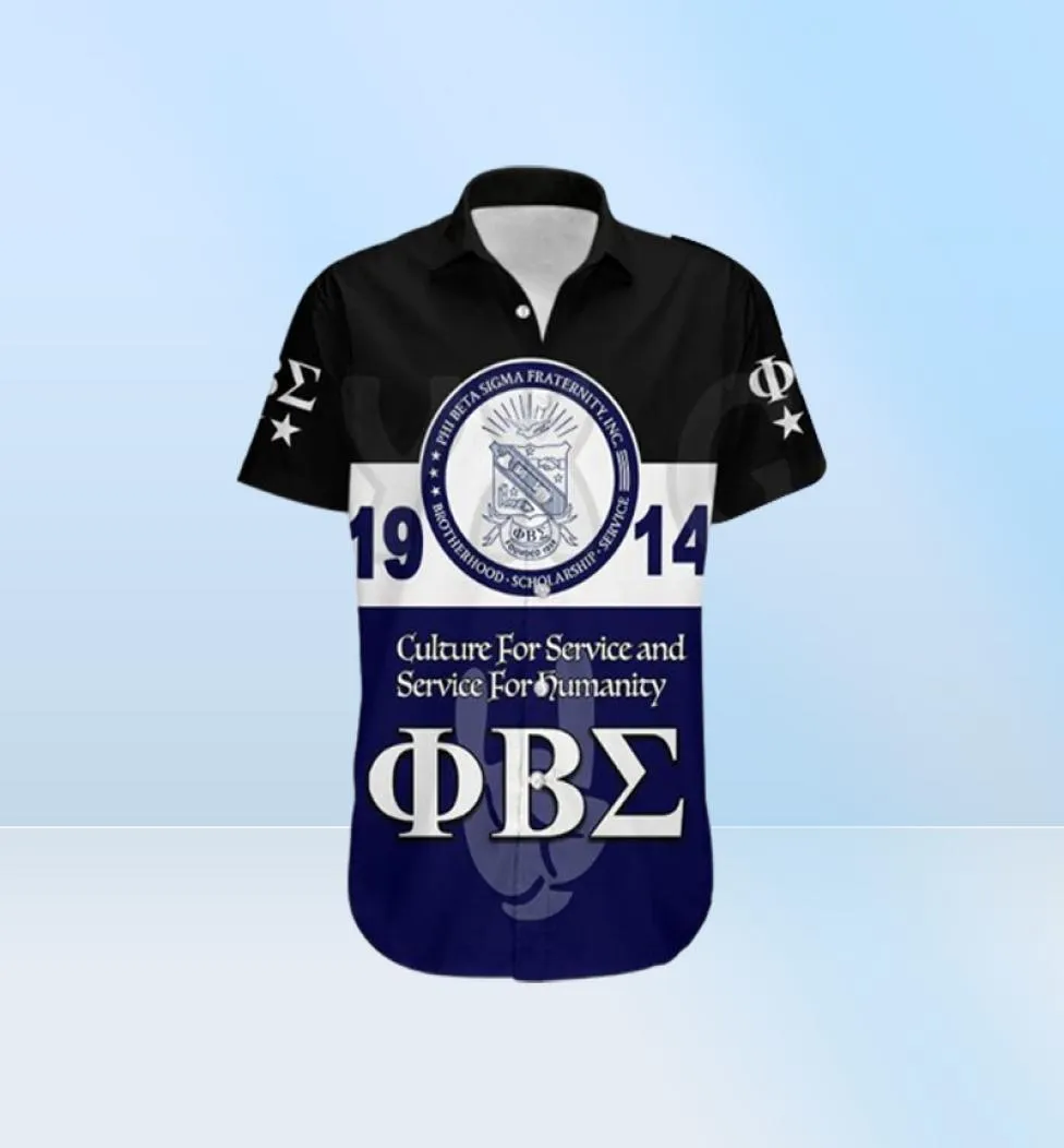 MEN039S Casual Shirts Phi Beta Sigma Hawaiian Shirt Sign Flame 3D na całym wydrukowanym men39s dla kobiet39s harajuku unis67902471006553