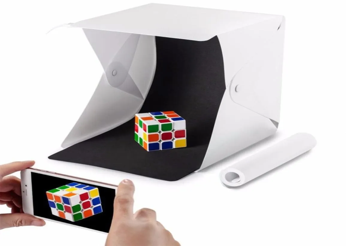 Mini Foldable Studio Lighting Box Soft Box Mini Cube Box Lighting Tent Kit met LED -licht Zwart Wit achtergrond Po Studio ACCE3801933