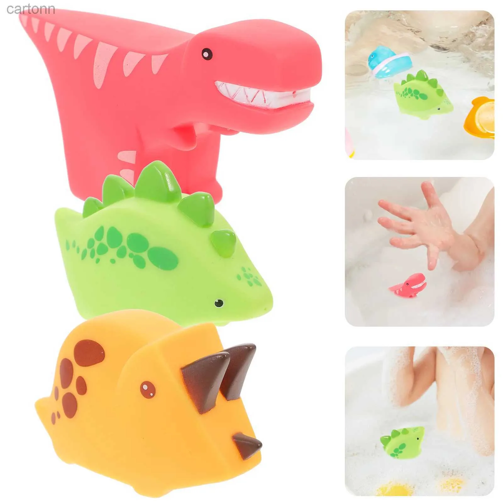 Bath Toys 3 Pcs Baby Bath Toys Adorable Dinosaur Compact Squeeze Bathtub Cartoon Interesting Lovely Plastic Tubs 240413