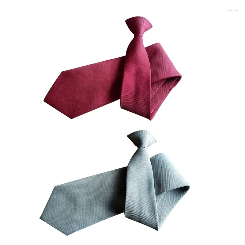 Boogbindingen trendy mannelijke clip sluiting nek stropdas voor zakelijke stropdas mannen massief kleur banket formeel bruiloftsfeest shirt uniform afneembaar