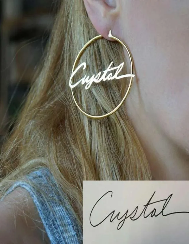 custom name hoop earrings for women luxury designer diy letter earrings customize letters gold hoops jewelry family friends couple3700105