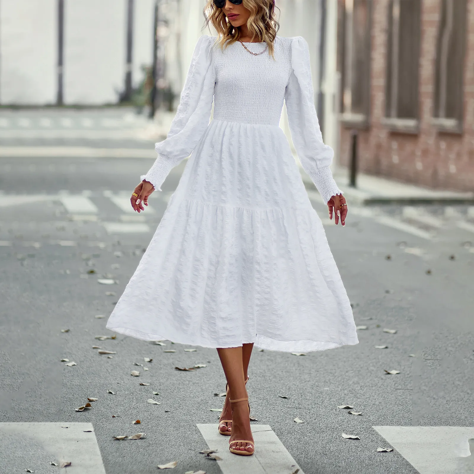 slim fit dress slacks Black Floral Long Sleeve Maud Midi Dress main image 1