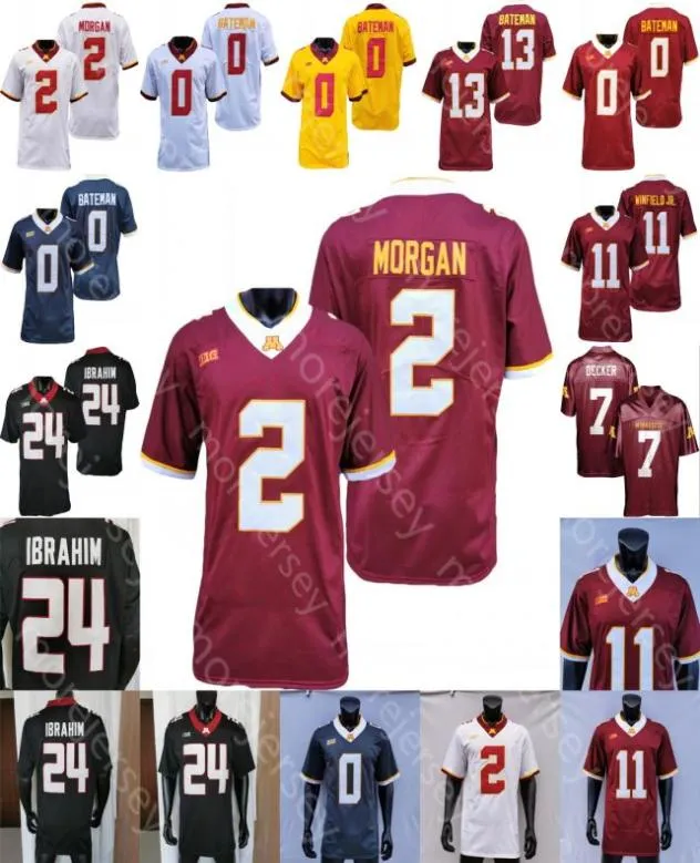 Minnesota Golden Gophers Football Jersey College Tanner Morgan Mohamed Ibrahim Winfield Jr. Potts Striggow Brown-Stephens Bateman Johnson Autman-Bell8317196