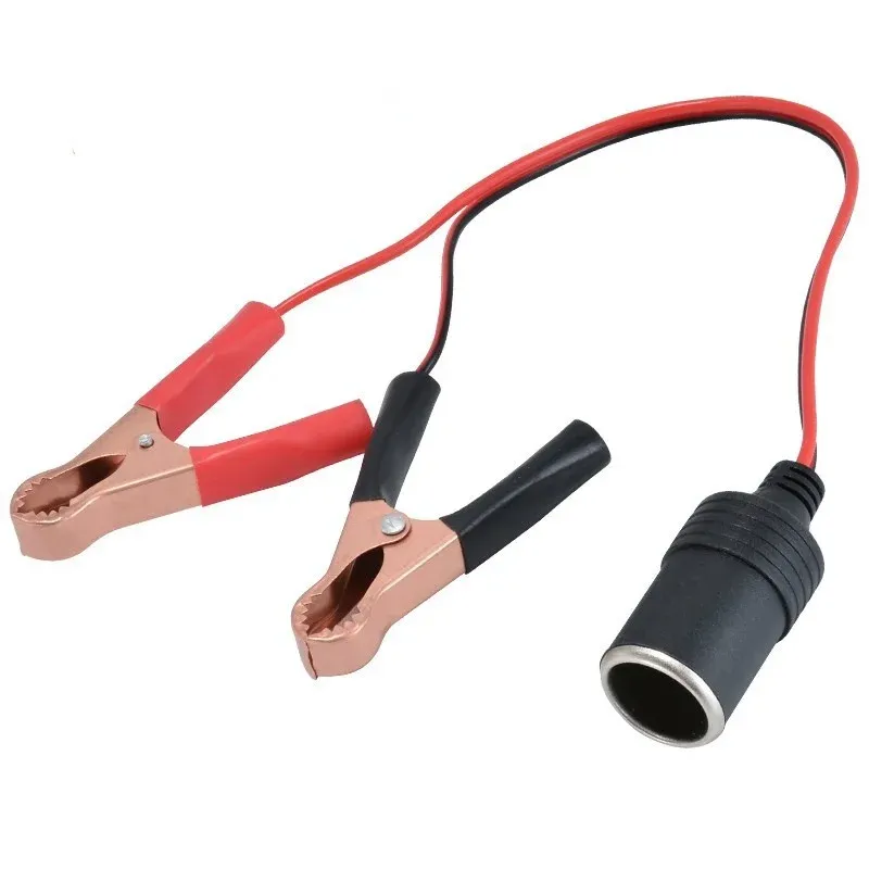 Car Battery Terminal Clamp Clip Cigarette Lighter Power Socket Adaptor 12V Camping Battery Pump Power Adapter Splitter