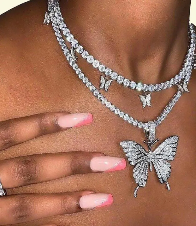 New Arrivals Big s Designers Cuban Fashion Butterfly Necklace EuroAmerican Diamond Pendant HipHop Jewelry Tennis Choker 1781126