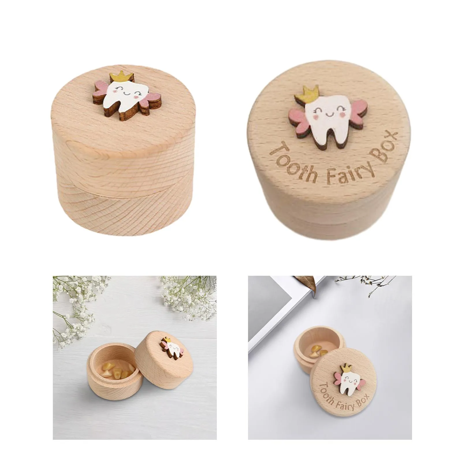DOITOOL Baby Keepsake Box Baby Teeth Box Wood Fetal Hair Collection Box 3 Glass Bottle Tooth Holder Saver Box Souvenir Storage Box Kids Keepsake