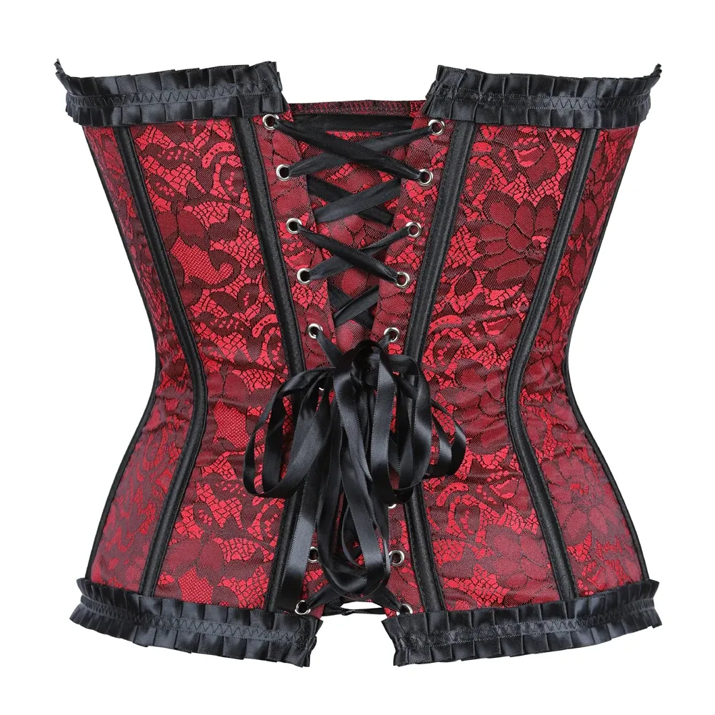 Corset Femme Bustier à Lacets Gothique - Dentelle Push-up, Armature Spirale - Pour Costume, Halloween, Soirée - Taille XS à XXL