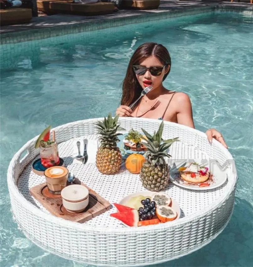 Camp Furniture Bali B Swimming Pool Floating Tray Breakfast eftermiddag Middagplatta El Rattan Basket6893131