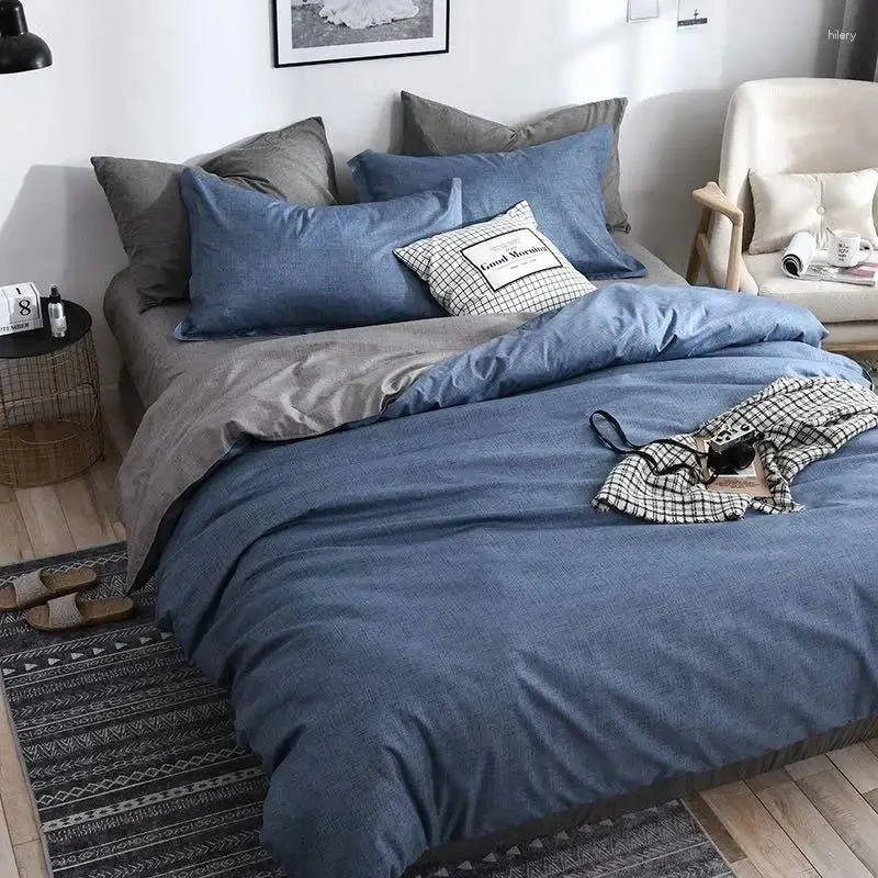 Bedding Sets Plaid Quilt Comfortable King Size Solid Color Full Pillowcase & Duvet Cover Set