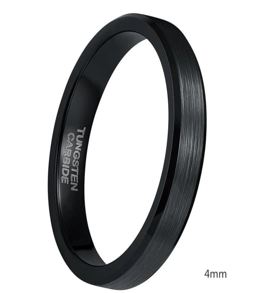 4 mm de 6 mm 8 mm de tungsteno negro anillo de cardide hombres altos bordes pulidos anillos de compromiso de boda para mujeres joyas masculinas comodidad Fit8104368