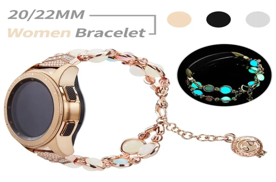 2220 mm Gurt Frauen Armband für Galaxy Watch 4 3 Klassische Band 42 mm mm aktiv 2 40 mm 44 mm Glühen im dunklen Metallgürtel 2207041514791