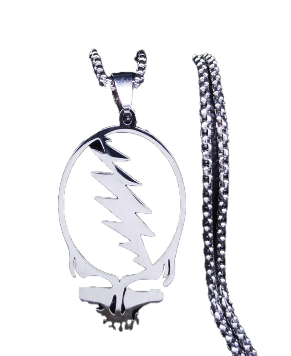 Afawa Grateful Dead Skull Collier de chaîne en acier inoxydable pour le collier de couleur argenté Menwomen Cadrenas Mujer N4206S034048536