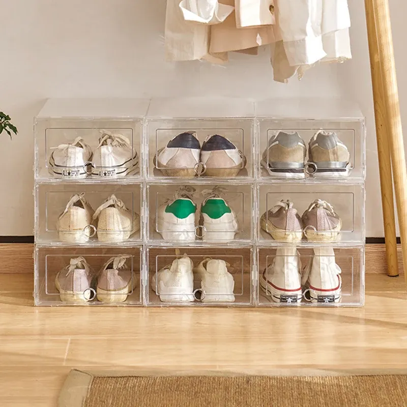 Clear Shoes Boxes Stackable Shoe Rack Foldable Shoe Rack