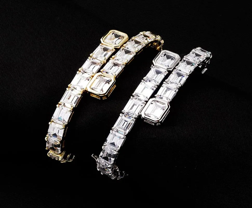 Hip Hop Bracelets Banles Luxury Bling Rec Rec Thriron Tennis Bracelets Fashion Men Men Women 18K Gold Rhodium Splated Geometryczne bransoletki3303735