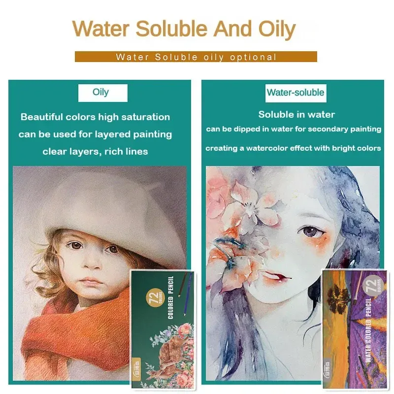 Professional Oil/Water Soluble color of pencil - 48/72/120/150/200 ...
