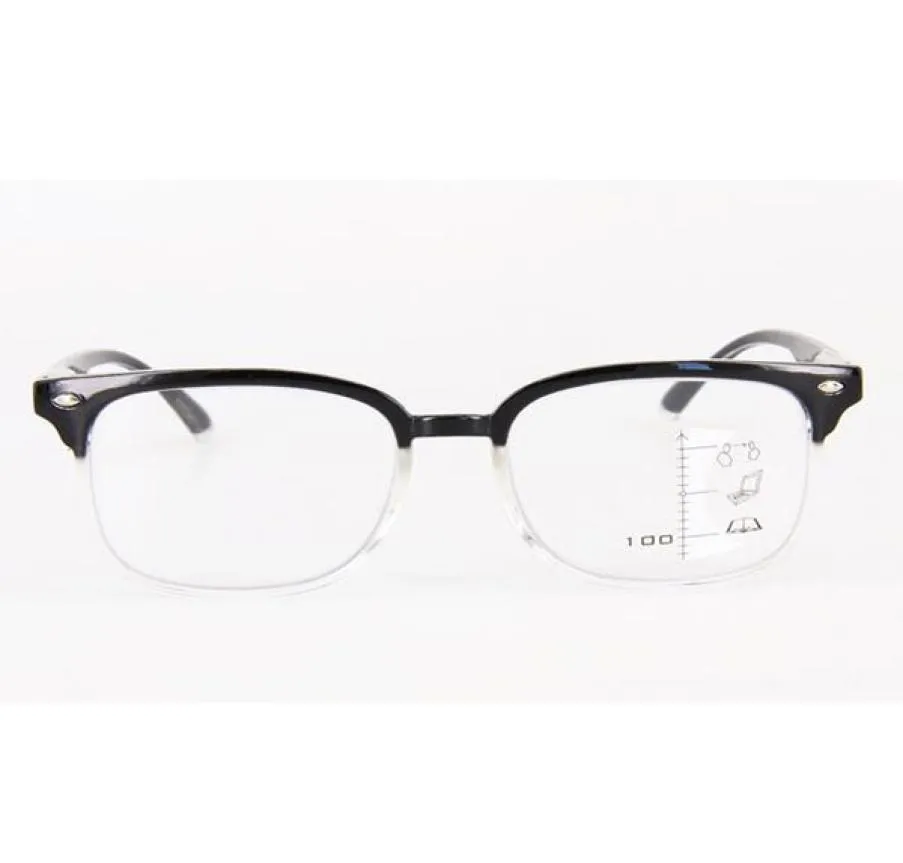 Glassini di lettura progressivi vintage Framma nera degli occhiali multifocali Multi focus vicino e lontano uomini maschi Multifunzione Eyewear 19806204