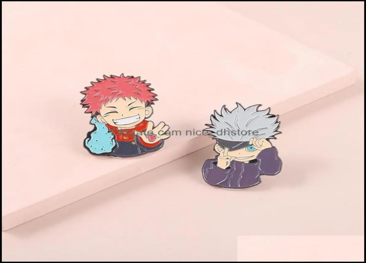 Pinsbrooches bijoux japonais manga jujutsu kaisen en émail repellon épingles épingles pins chapeaux de décoration sac à dos accessoire dhcv62596551