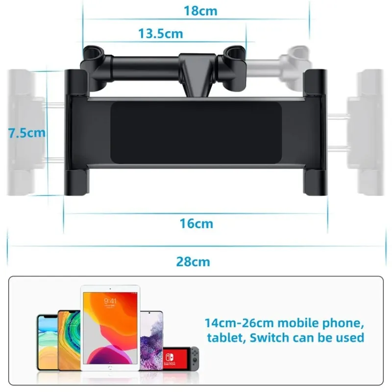 Auto telescopico Custù posteriore Tablet Tablet rotante Auto sede posteriore Staffa poggiatesta tablet di telefono 5-13 pollici