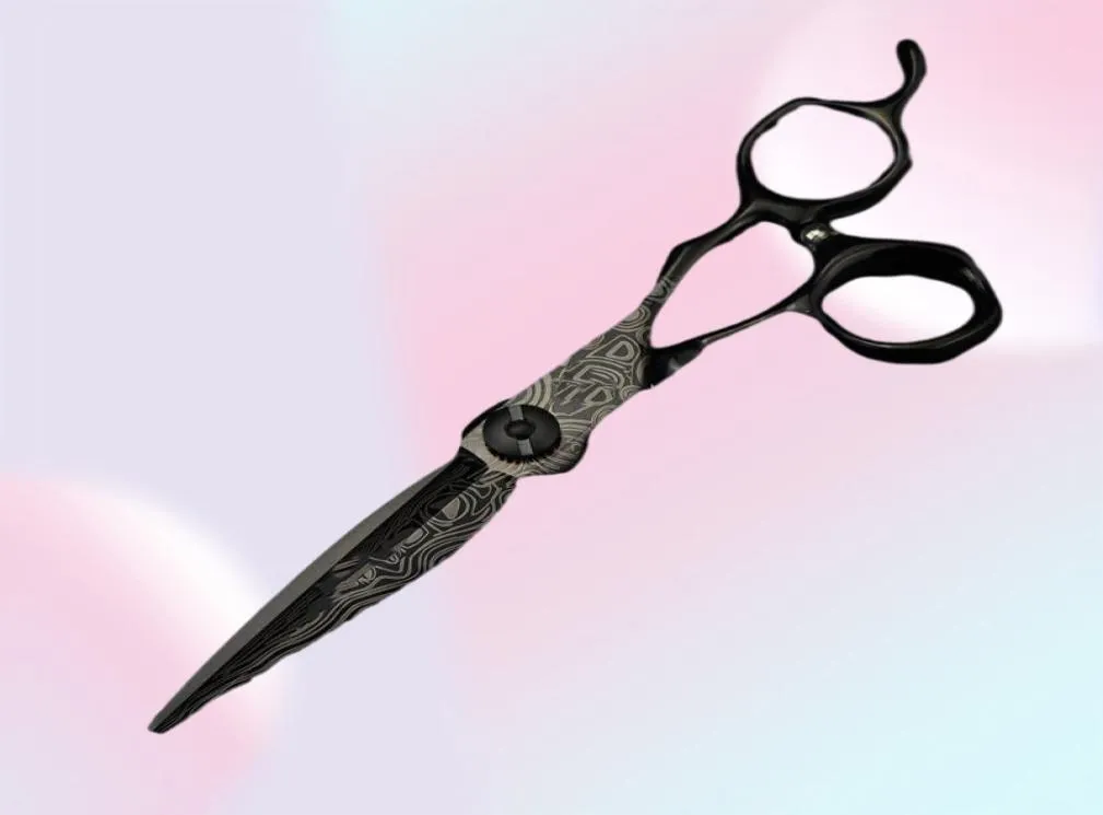 Haarschere professionelle 6 -Zoll -gehobene schwarze Damaskus schneiden Frisexwerkzeuge Haarschnitt Ausdünnen Schere Friseur5497037