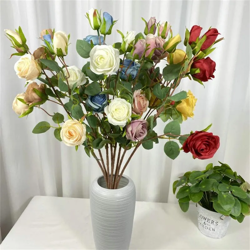 Декоративные цветы искусственные 5 головой вокруг розы свадебные симуляция Букет гостиная украшения украшения