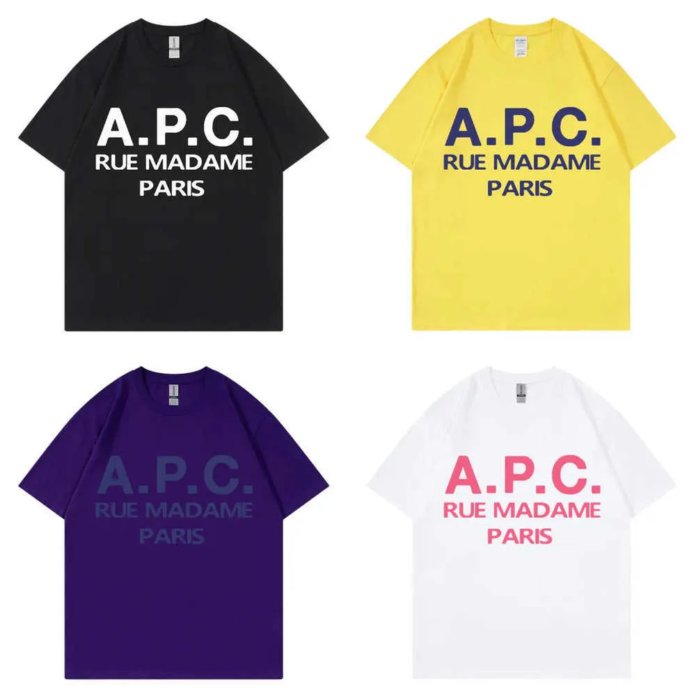 Mens T-shirts 2023 T-shirts Summer Men / Femmes surdimensionnés APC Imprimé Hip Hop Vêtements de chemise à manches courtes