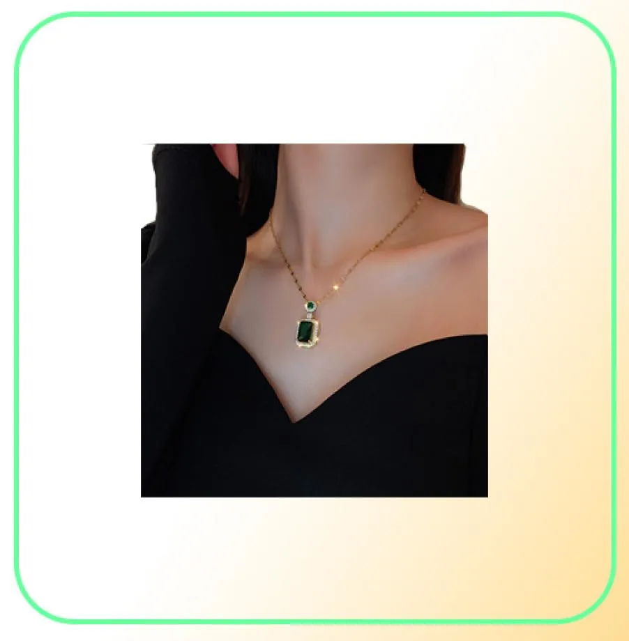 Halsband hängar guldpläterade smycken set smaragdringar örhängen halsband med ädelsten och zirkon eleganssmycken för kvinnor223u3356305