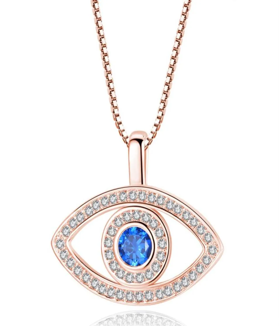 Blue Evil Eye Pendant Necklace Luxury Crystal CZ CLAVICLE NACKLACE Silver Rose Gold Jewelry Third Eye Zircon Necklace Fashion Birt4349568