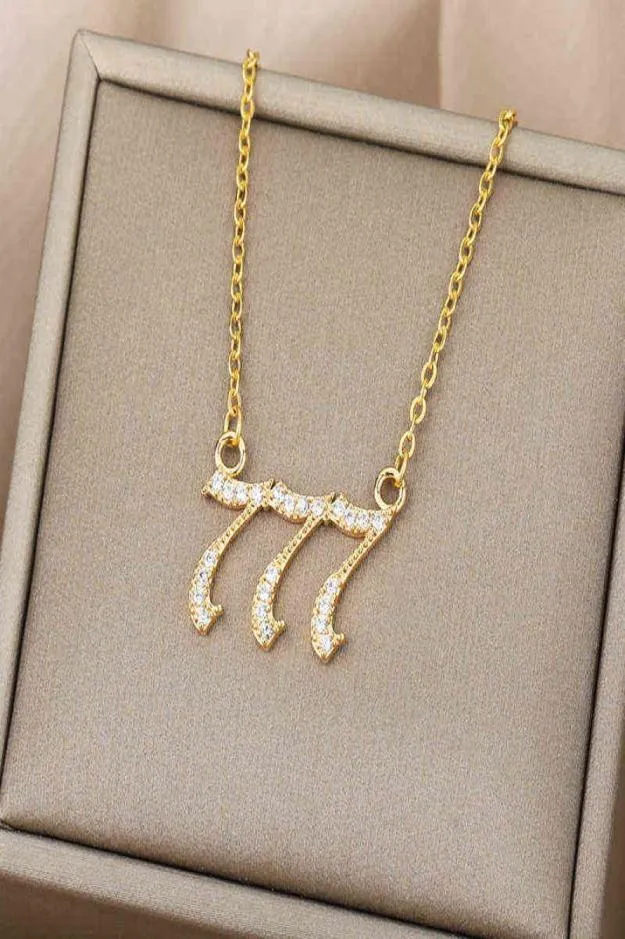 Angel Number ketting 111 222 333 444 555 666 777 888 999 1111 roestvrijstalen ketting zirkoon hanger kettingen voor vrouwen verjaardag G5806098