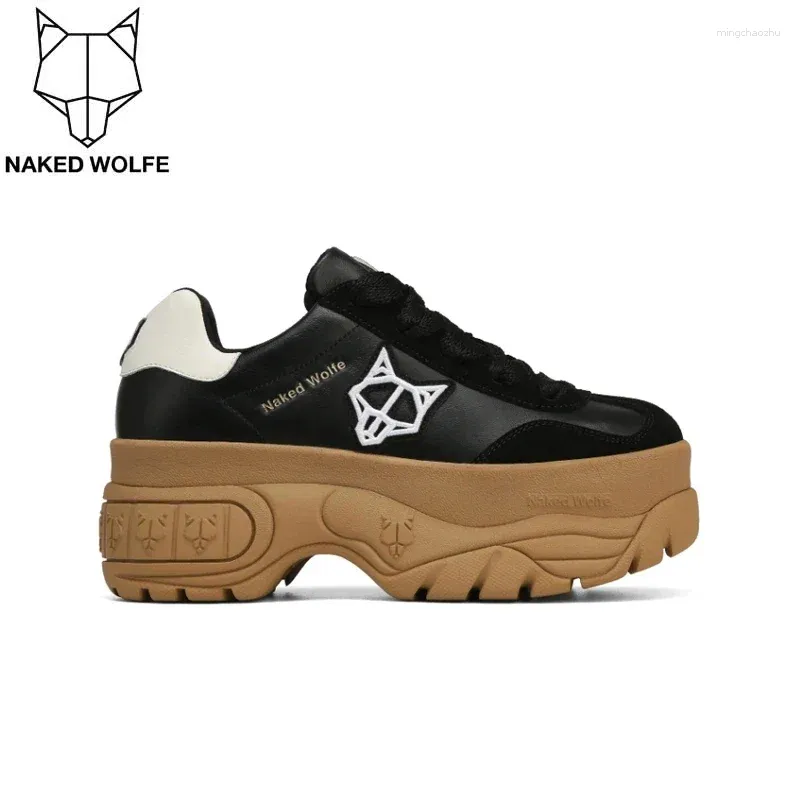 Casual Schuhe nackte Wolfe Krieger getäfelte Leder Wildleder Low-Top-Bahnsteig Trainer 3D Head Chunky Schnürsenkel mittelsohle Sneaker