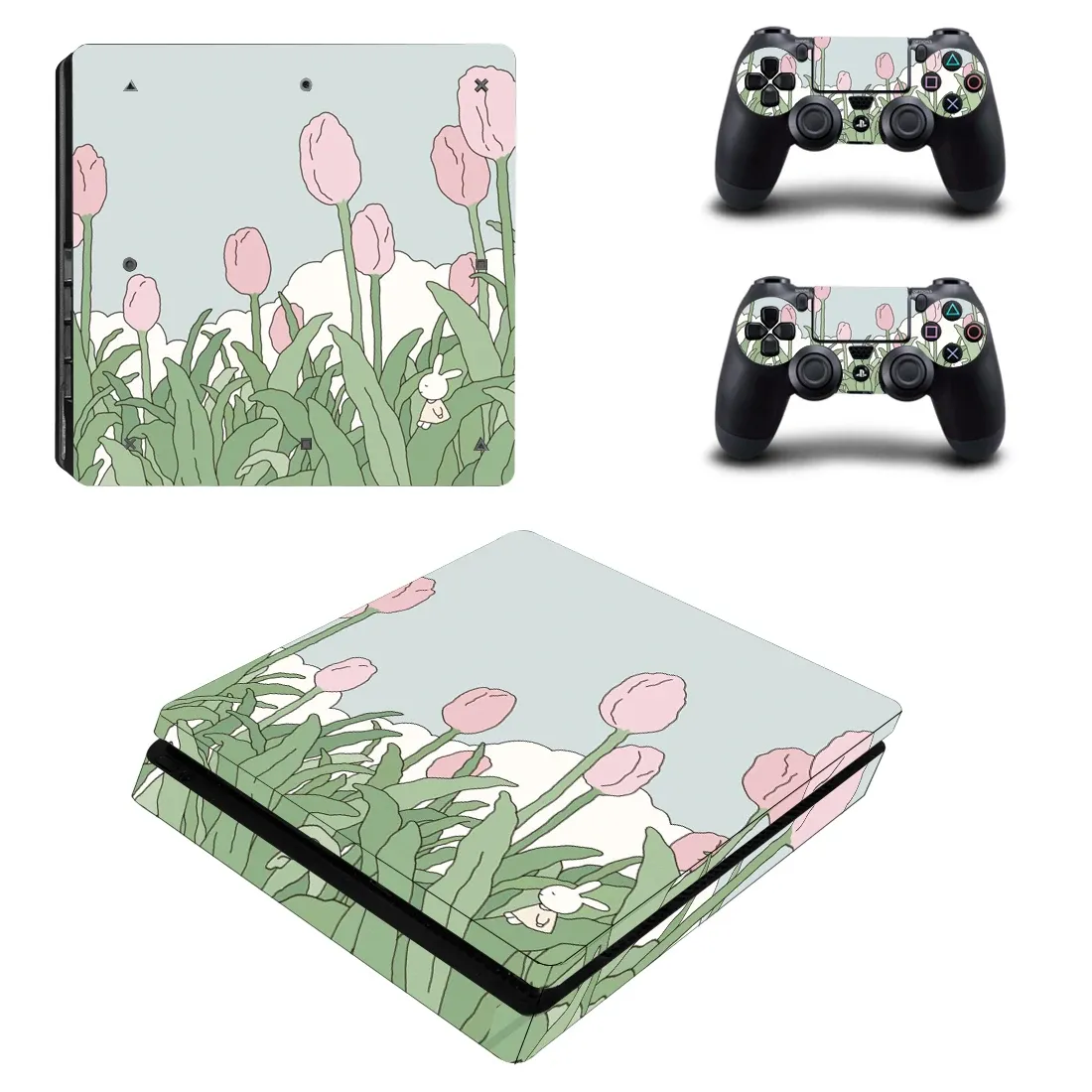 Stickers Tulip Flower Cover PS4 Slim Skin Sticker Decal For PS4 Slim Console & Controller Skin Vinyl