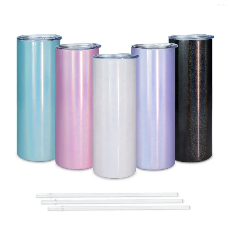 Tassen 20 Unzen Edelstahl gerade Farbe Custom Color Glitter Holographische Tumbler zur Sublimation