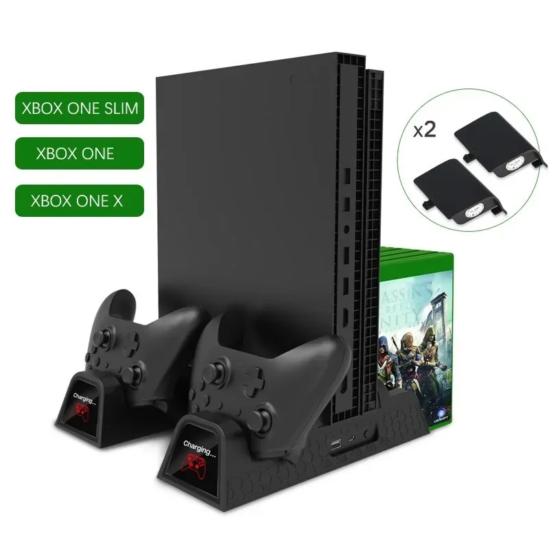 Standlar Xbox Bir / S / XPro Aksesuarları için Xbox Isı Lavabo Tabanı Soğutma Fanı Çift Denetleyici Şarj Dock Dikey Şarj Cihazı Stand