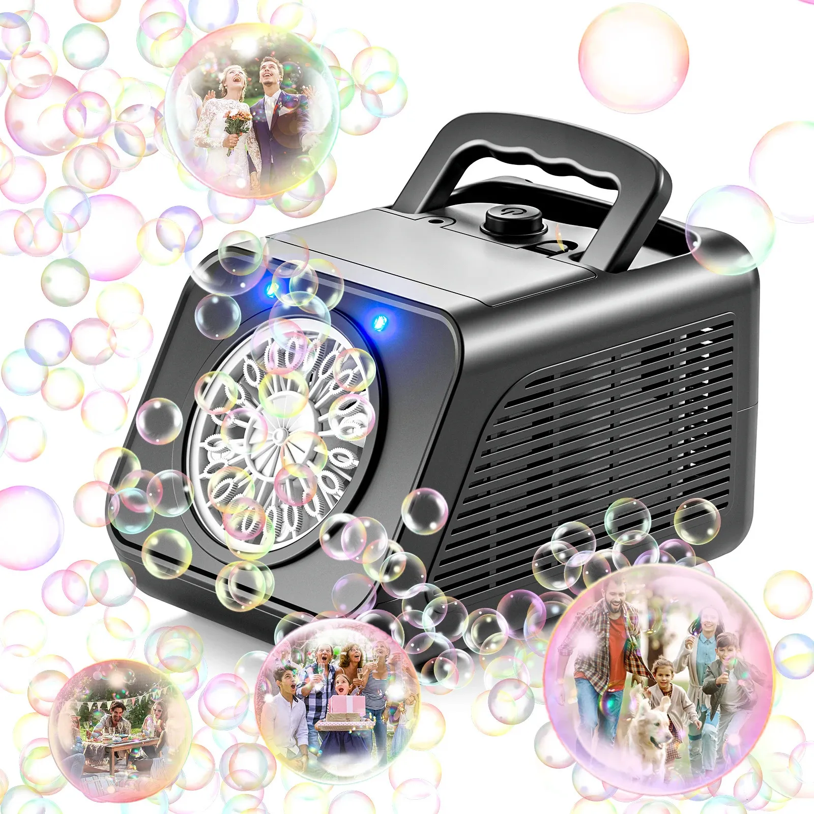 Bubble Machine Bulle Automatique 15000 bulles par minute Portable Maker portable avec 2 vitesses Toys à bulles d'extérieur 240410