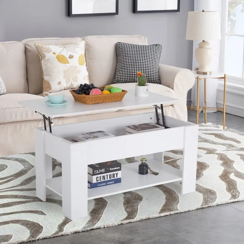 FDW Lift Top Coffee Table with Hidden Compartment and Storage Shelf ...