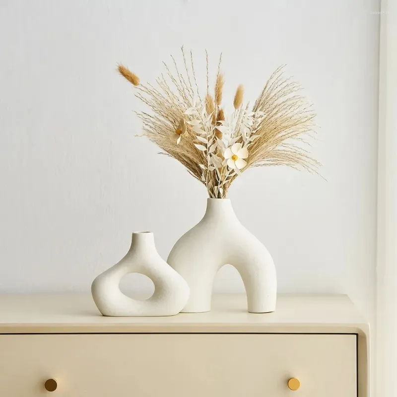 Jarrones decoración de cerámica decoración de la sala de hogar accesorios de escritorio de la oficina del escritorio del escritorio del arte decorativo del regalo de la olla de flores nórdicas modernas